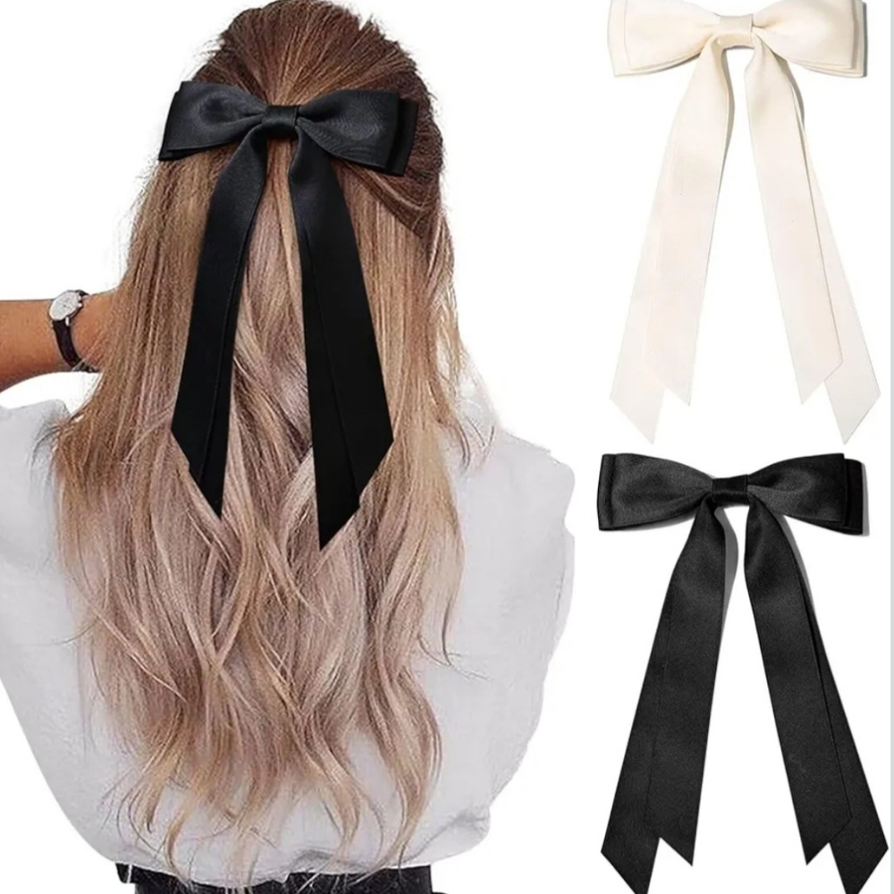 Elegant Hair Bows White and Black Set Of 4, NWOT